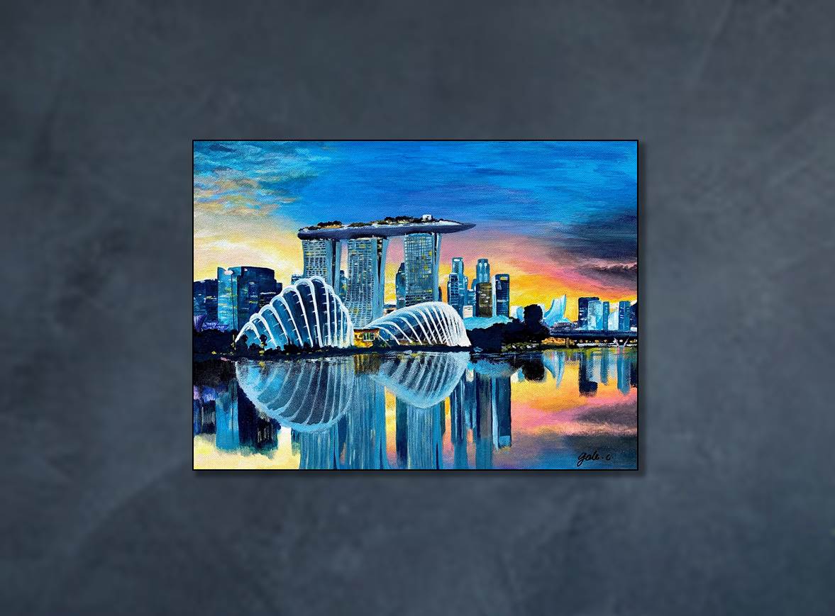 Print: Singapore, as dusk falls